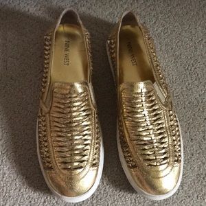 Gold Woven Slide on Sneakers